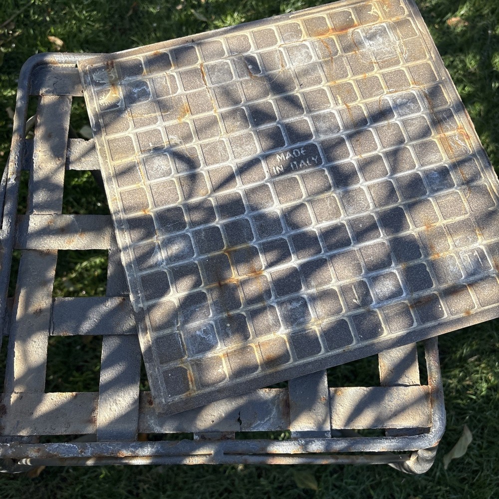 VTG Wrought Iron Rustic Table With Slate Tile