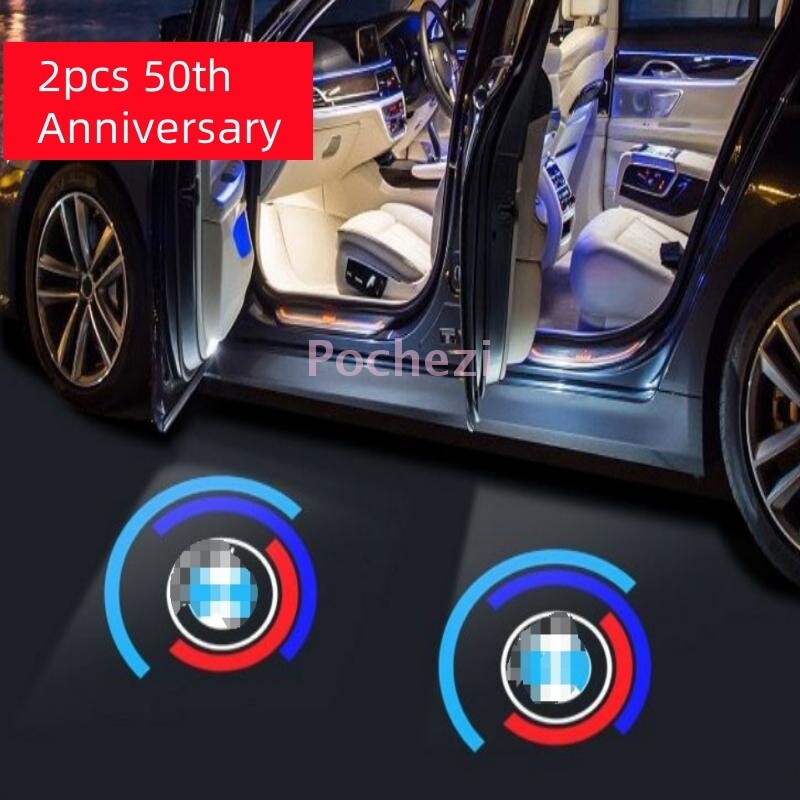 2pcs Car Door Projector  Light 50th Anniversary For B-M-W E60 E63 E90 E92 E93