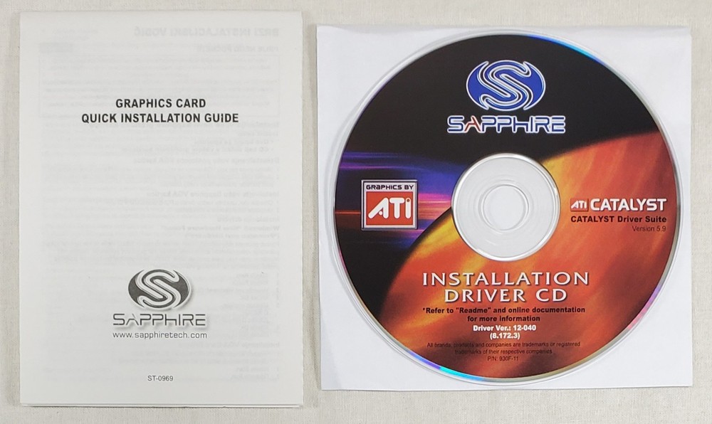 ATI Sapphire Installation Driver CD : Catalyst Driver Suite version 5.9 w/ Guide