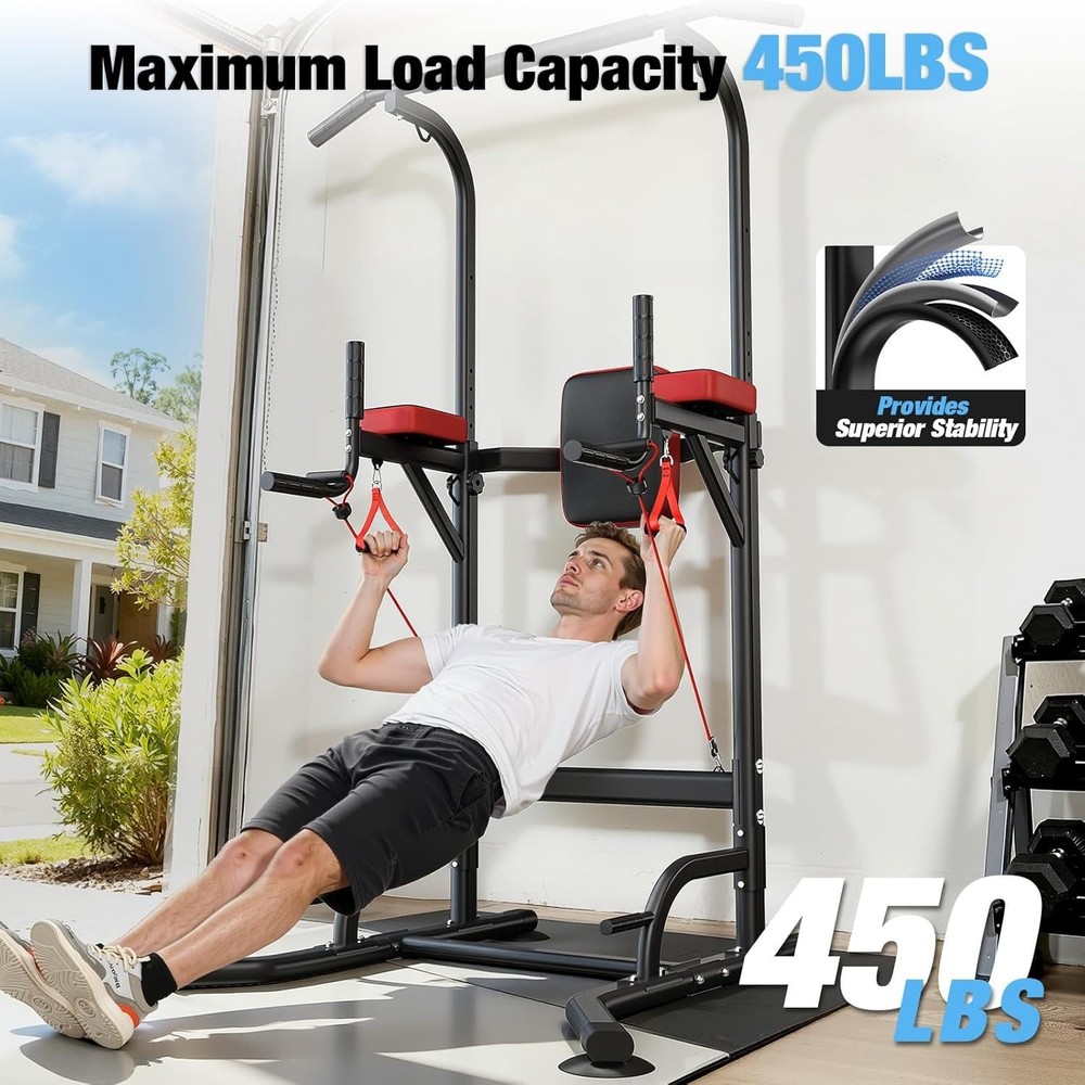 Power Tower Pull Up Bar Dip Station Assistive Trainer Multi-Function Home Gym