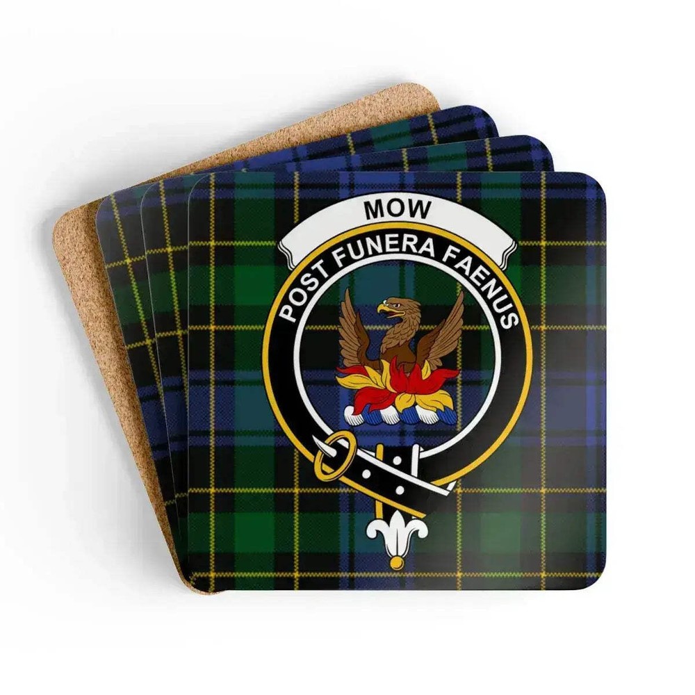 Mow Clan Crest Scottish Tartan Coaster Set