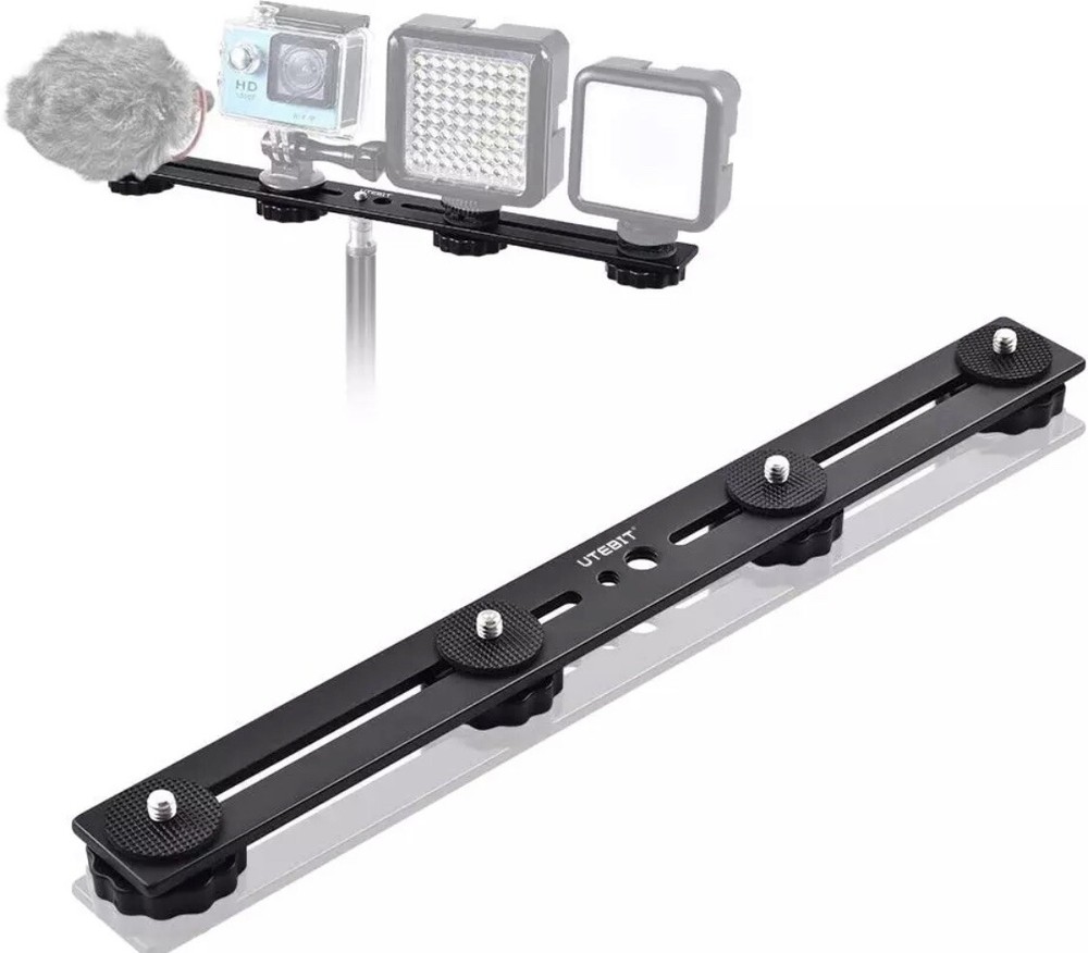 UTEBIT 11 Inch Flash Bracket, Long Dual Camera Mount Flash Bracket Extension Bar
