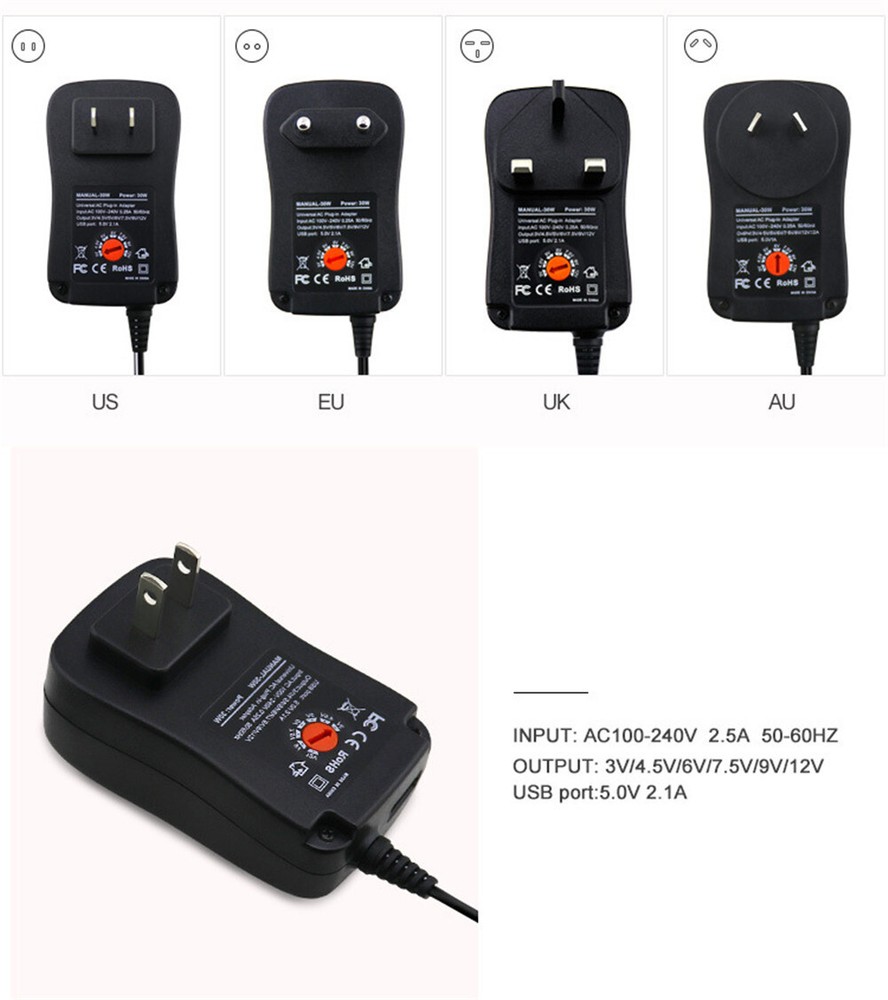 12W 3-12V Universal AC Adapter Multi-Function Charger Power Supply DC Adapter