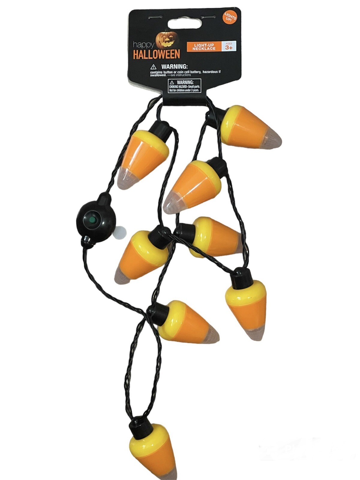 Light up Candy Corn Necklace Happy Halloween Theme Battery Operated