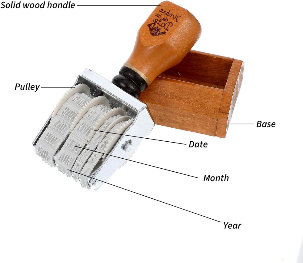 Roller Date Stamp, Retro Date Stamper Inking Day Month Year, Adjustable Dates St