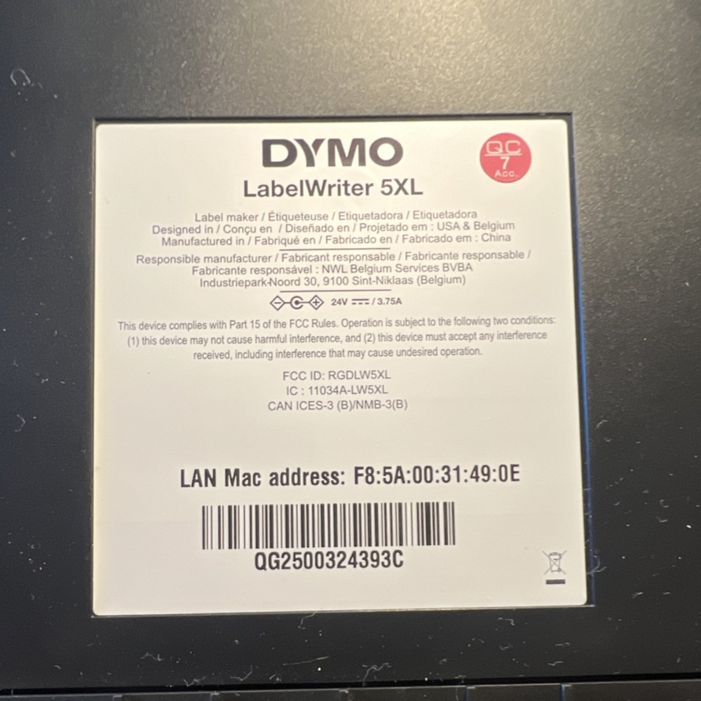 DYMO LabelWriter 5XL Label Printer with Power Adapter