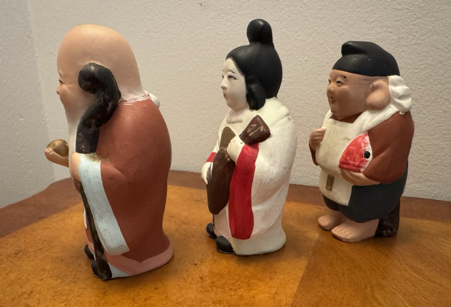 Vintage ~ Hakata Mimasu Dolls ~ Japanese 7 Lucky Gods ~ Porcelain 4 1/2" Figures
