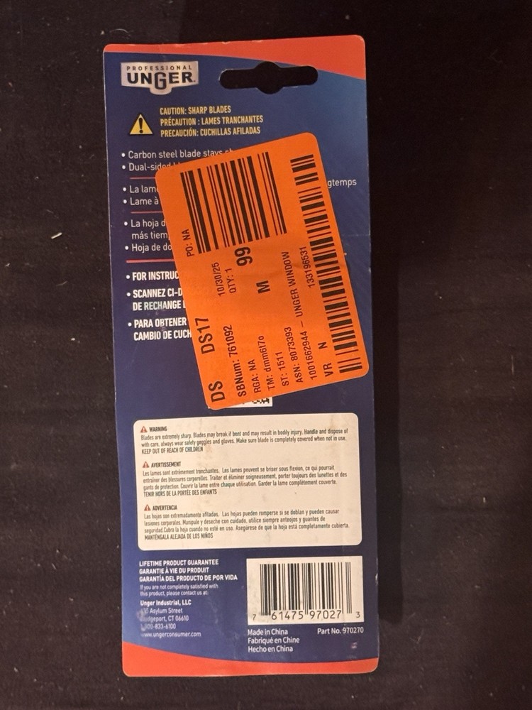 Professional 4” Replacement Window and Glass Scraper Blades, 5 Pack, Includes...