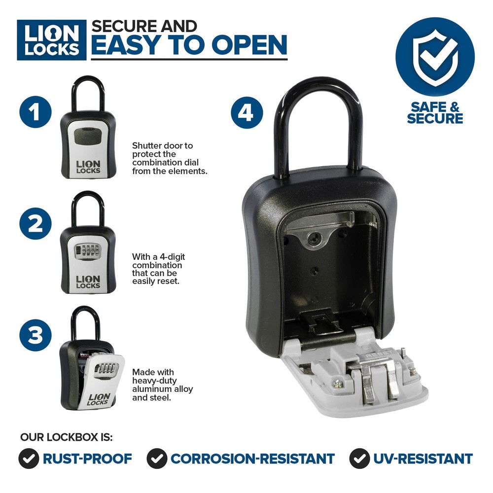 Key Lock Box for Keys with Code, 4 Digit Combination Lockbox for Keys Outdoor...