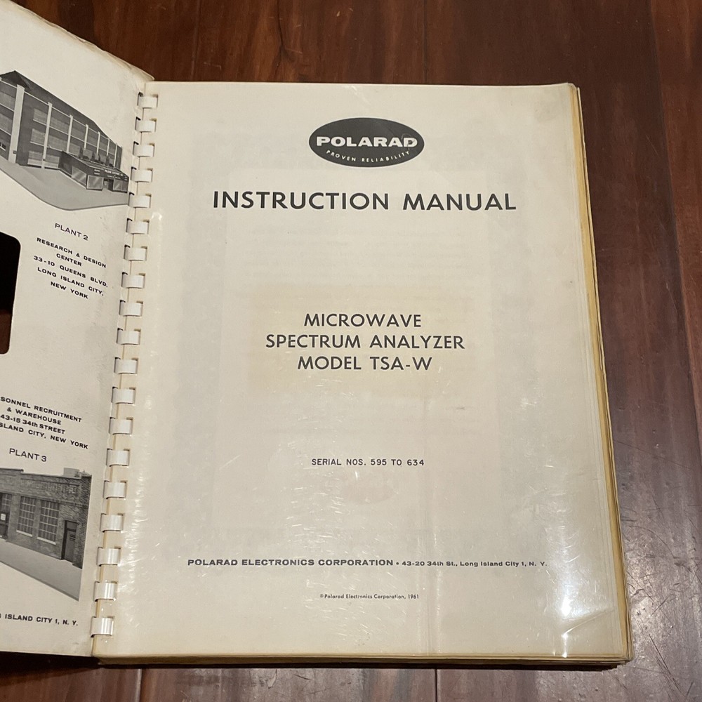 Polarad TSA-W Microwave Spectrum Analyzer Operating & Instructions Manual
