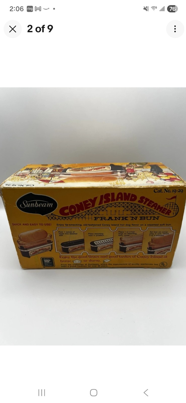 Vintage 1970s Sunbeam Coney Island Frank‘ N Bun Hot Dog Steamer - WORKS