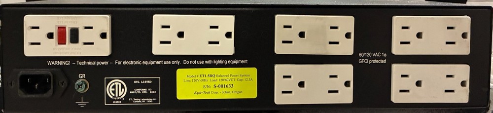 Pre-owned Equitech Rack Mount ET1.5RQ Balanced Power System