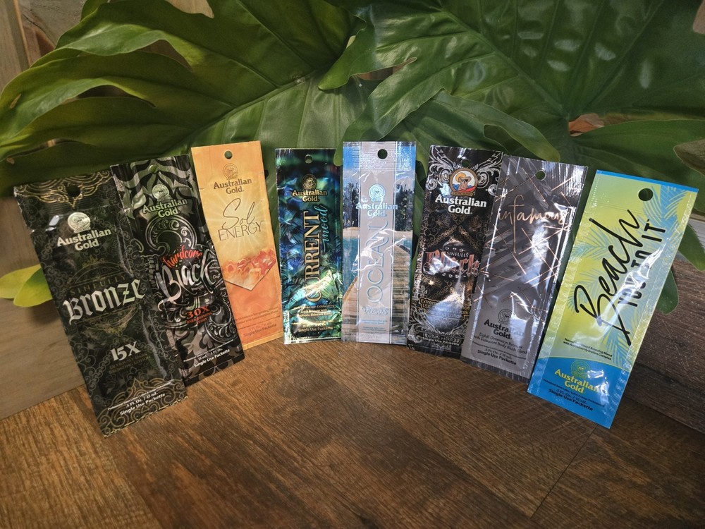 8 Assorted Australian Gold Tanning Lotion Packets
