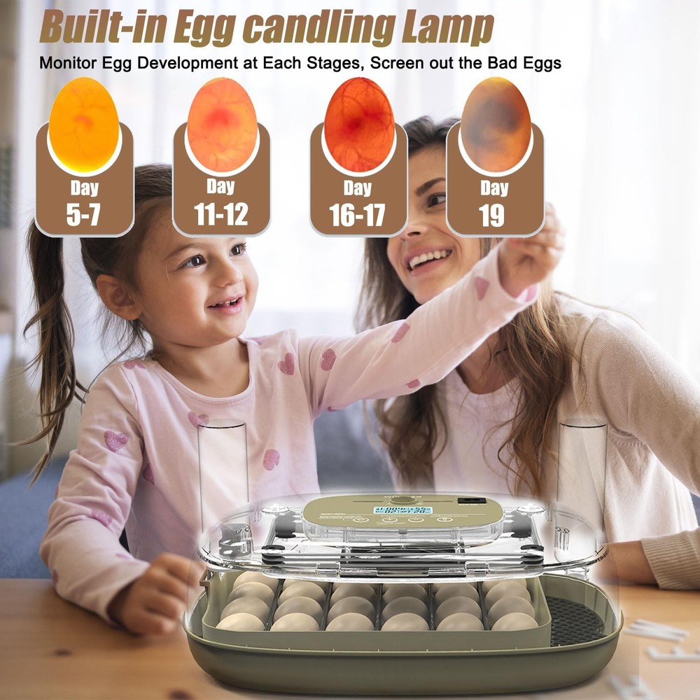 Incubators for Hatching Eggs, 24 Egg Incubator with Automatic Turning and Hum...