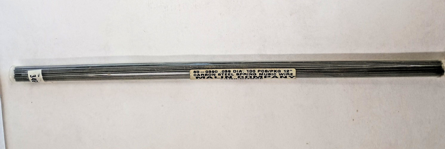 Malin Co. 8D-0390 .039 DIA Carbon Steel Spring Music Wire 100 PCS 12" Long
