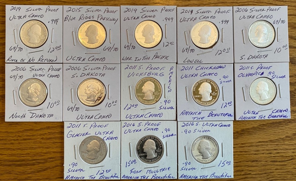13 Silver Proof Quarters-