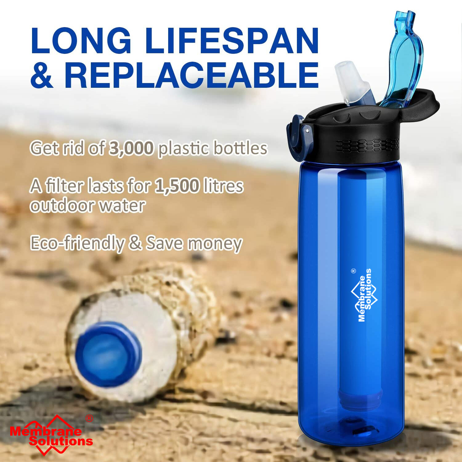Water Filter Bottles W/Straw Water Filtration Bottle Purifier Outdoor Emergency