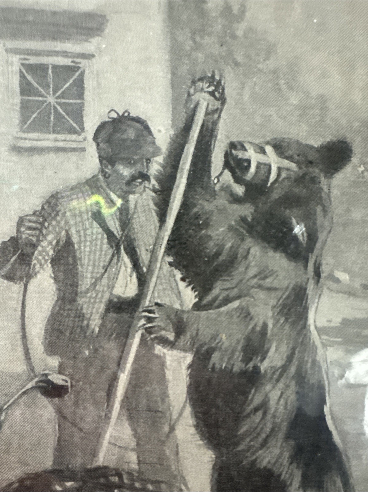 FREE SHIP! 1903 Stuart Travis "The Bear's Triumph" Illustration on Board