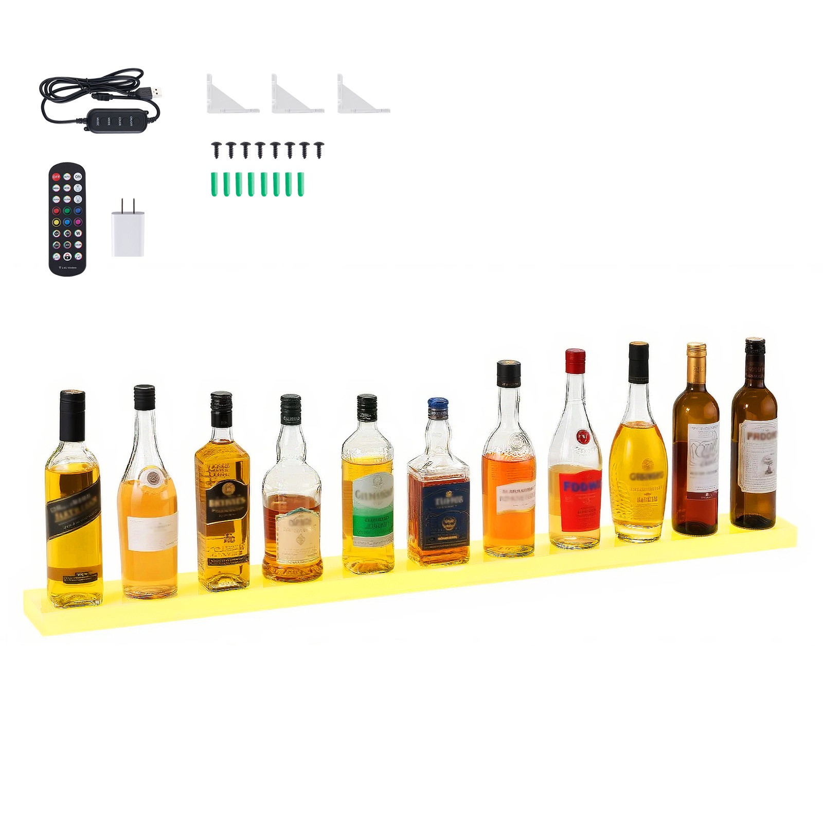 Uimoso LED Liquor Bottle Display Bar Shelf 1-Tier 48 Holds 12 Bottles