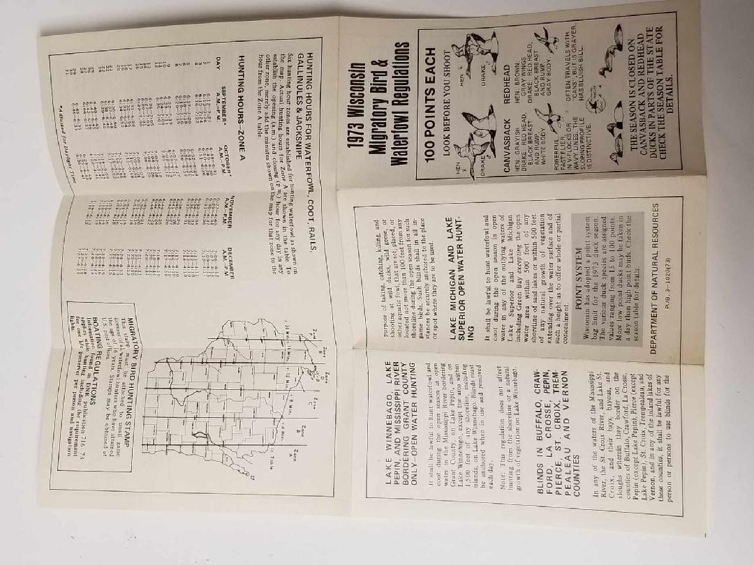 1973 Wisconsin Waterfowl Hunting Regulations