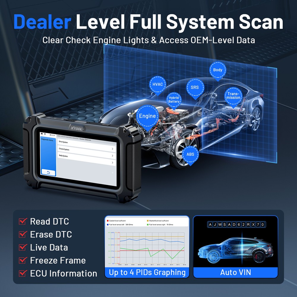 XTOOL D6S Car OBD2 Scanner Full System Diagnostic Tool 30+Services 🔥Free Update