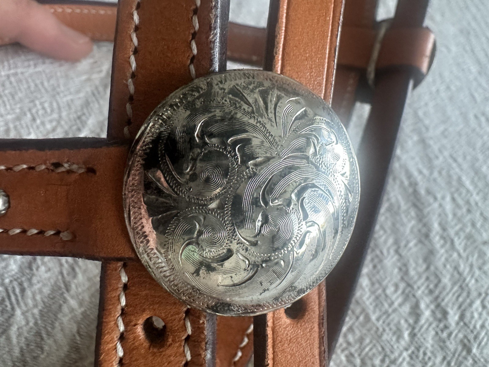 Vintage Champion Turf & Reins, Bridle leather Southwestern Style Silver Accent