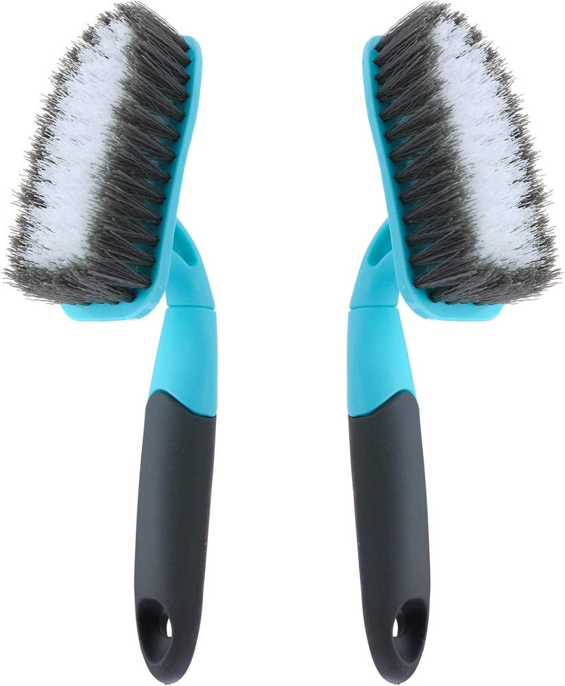 2-Pack Long Handle Scrub Brushes for Bathroom, Kitchen, and Carpet Cleaning