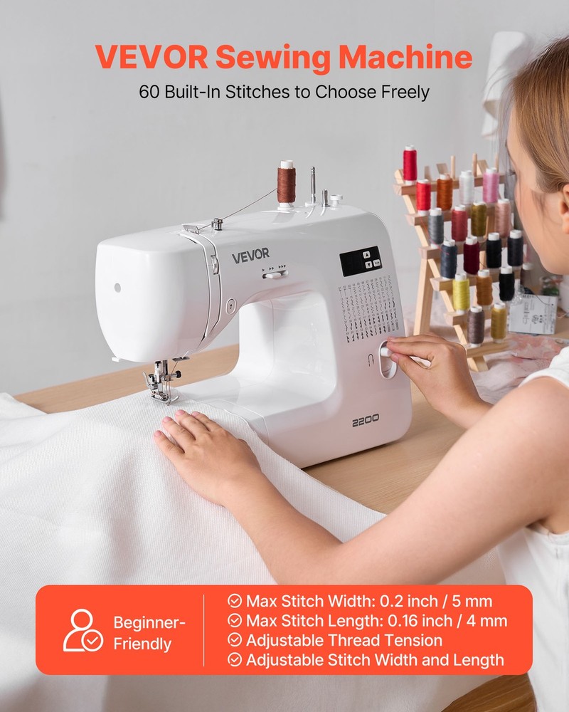 VEVOR Computerized Sewing Machine Digital Sewing Machine 60 Stitch Applications