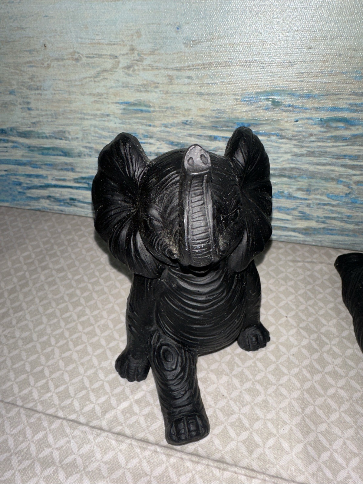 3 Resin Elephant Sculptures 6” Tall Home/Office Decor