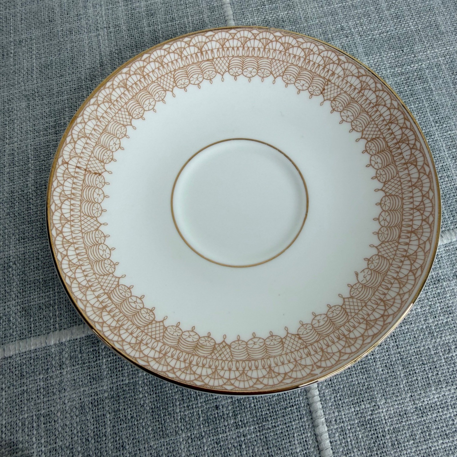 Crown Staffordshire Classic Footed Cup And Saucer Gold Lace White & Gold