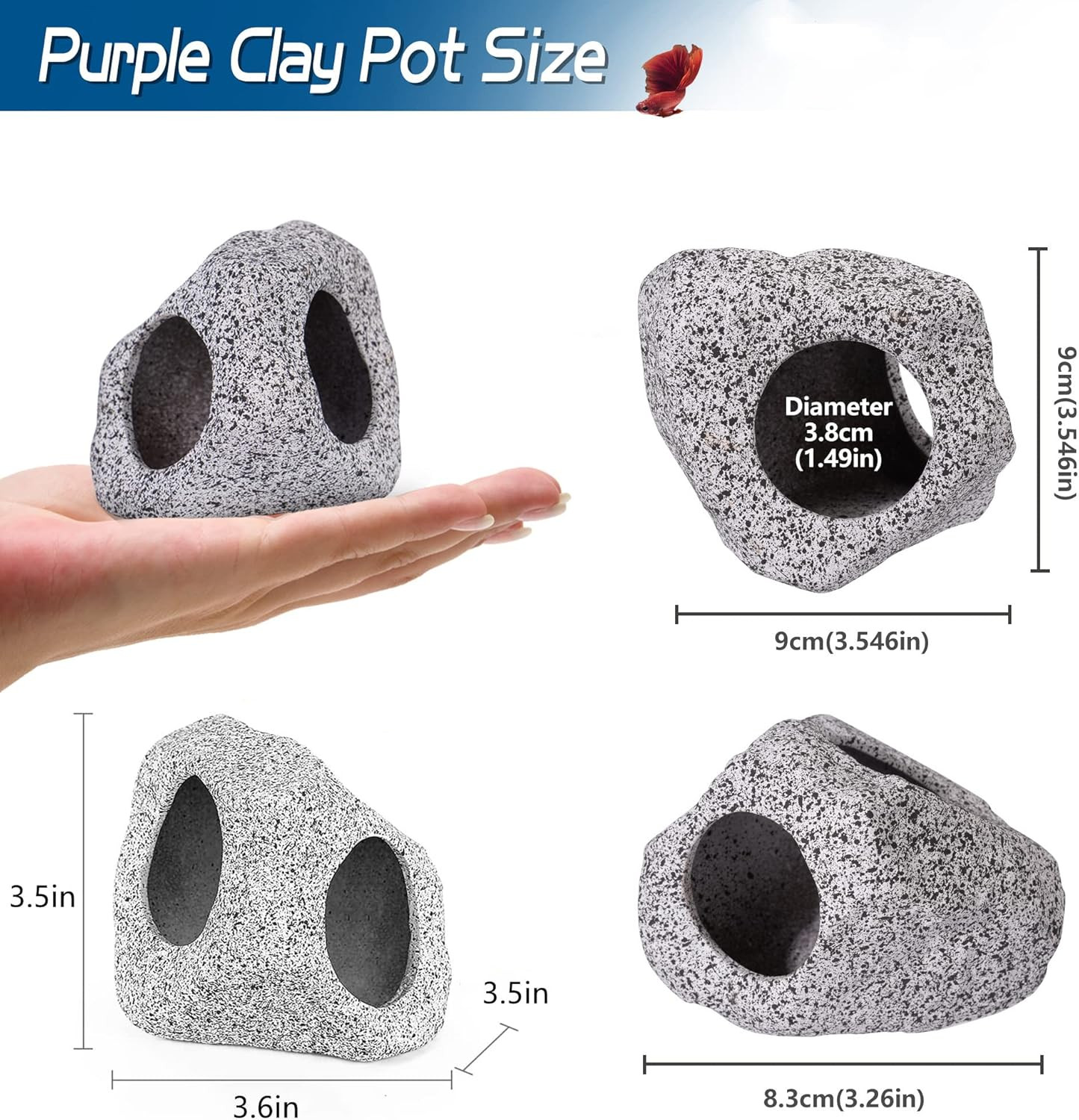 Aquarium Decorations Cave Fish Tank Accessories Rock Decor for Shrimp Cichlid Hi