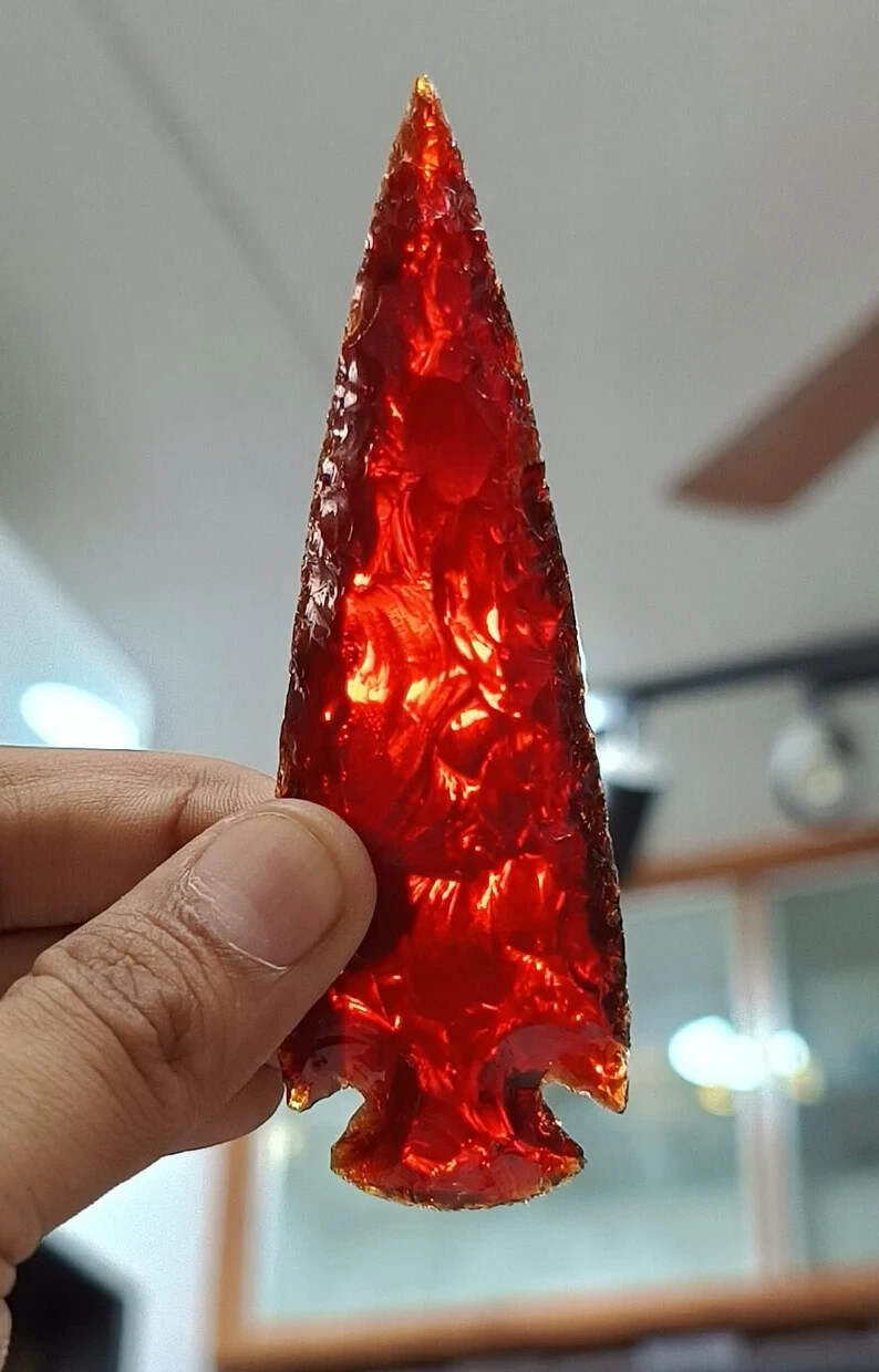 Red Obsidian Glass Arrowhead, Select Size, Gemstone & Crystal Spear Head