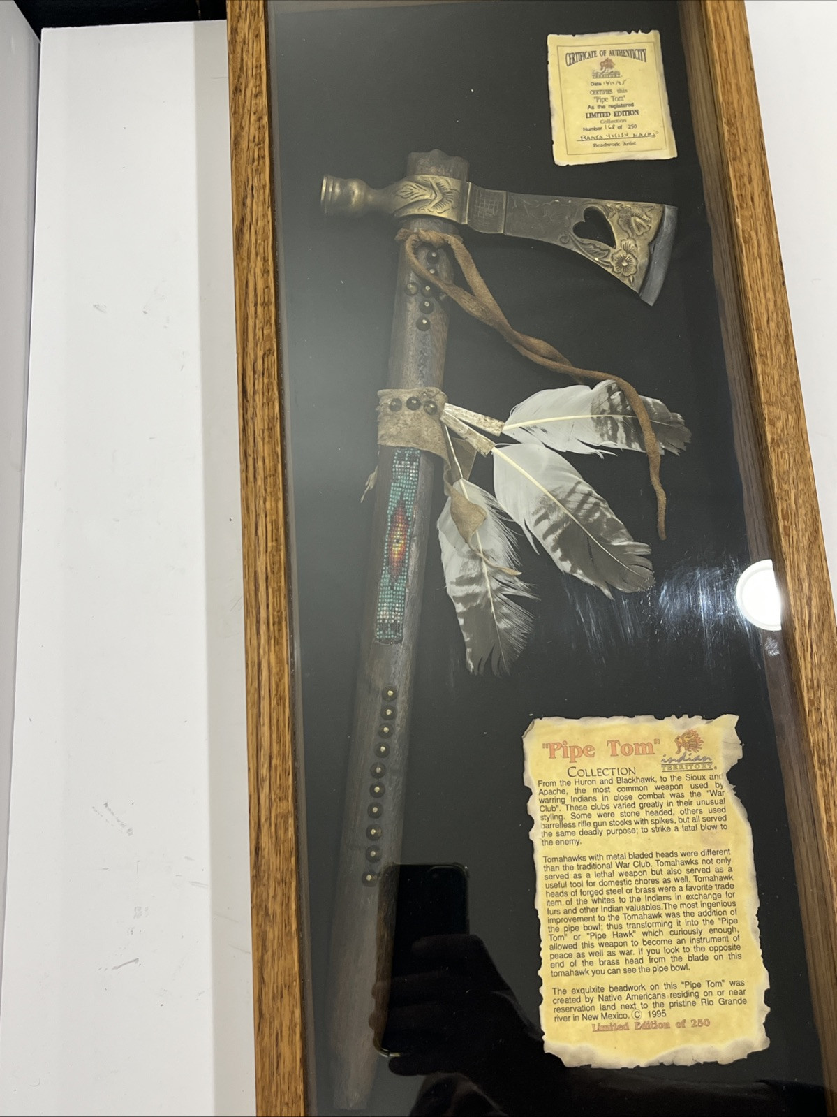 AUTH. NATIVE AMERICAN INDIAN Territory PIPE TOMAHAWK WITH Leather Tobacco Bag!