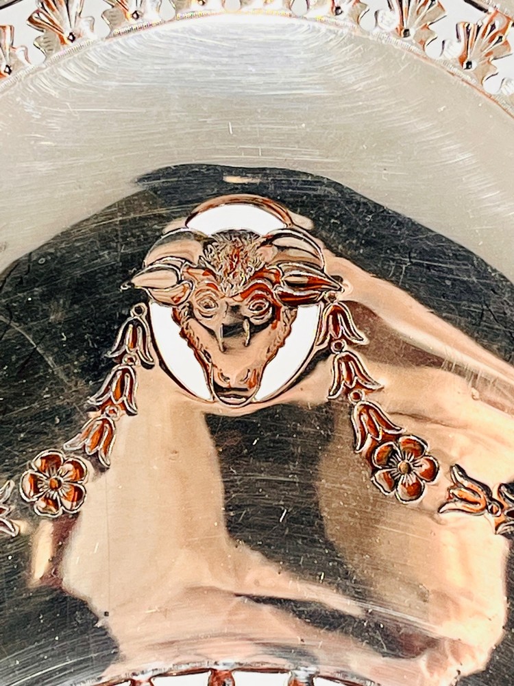 Vintage EPNS Silver Plated Footed Fruit Cake Bread Basket w/ Swing Handle