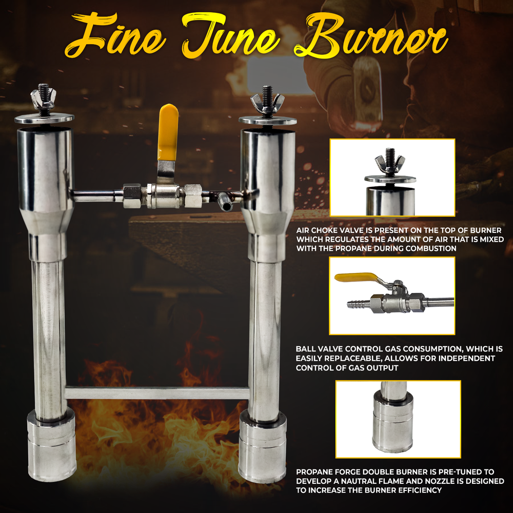 Propane Forge Double Burner (With Valve)