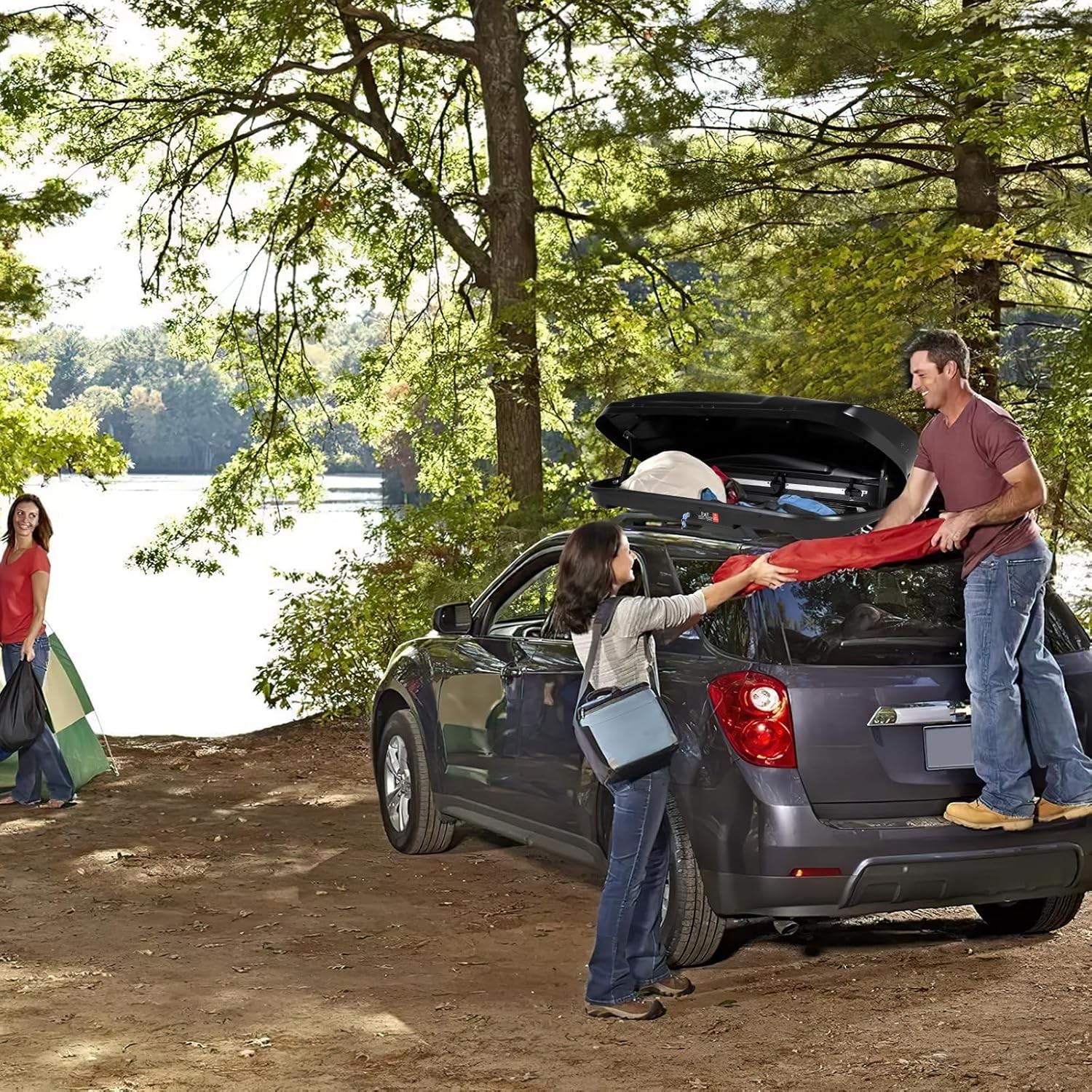 XXL 17 Cu. Ft Car Top Cargo Carrier Vehicle Roof Mount Luggage Storage Box W/Key