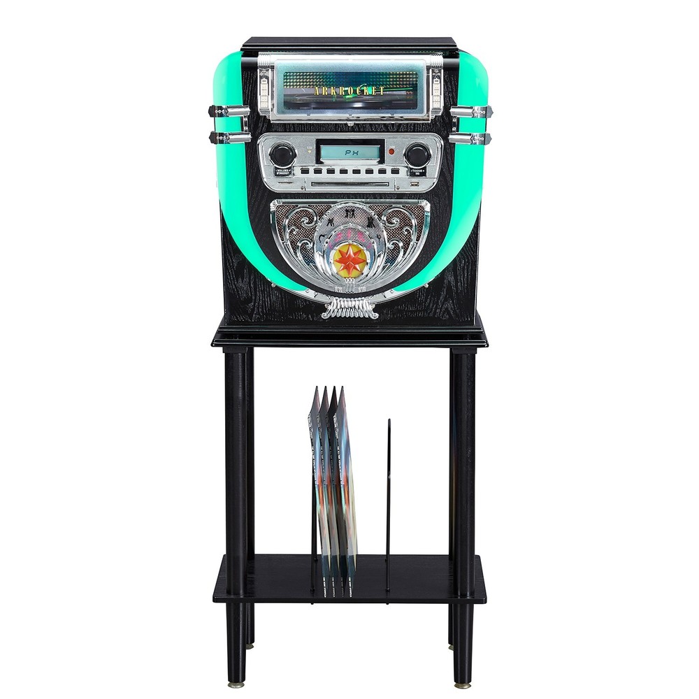 Arkrocket Boston Tabletop Jukebox Record Player Entertainment System w/ Stand
