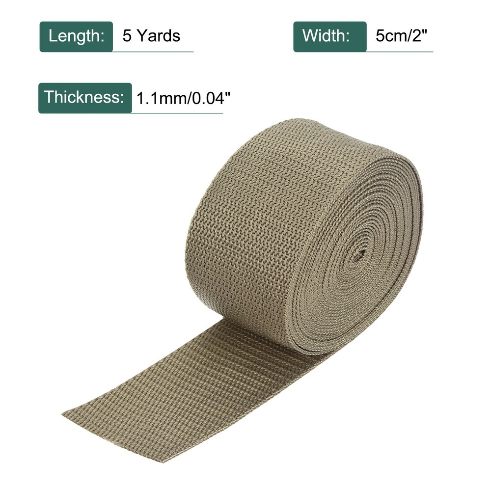 Lightweight Polypropylene Webbing Strap 2" 5 Yard Backpack Strapping Dark Khaki