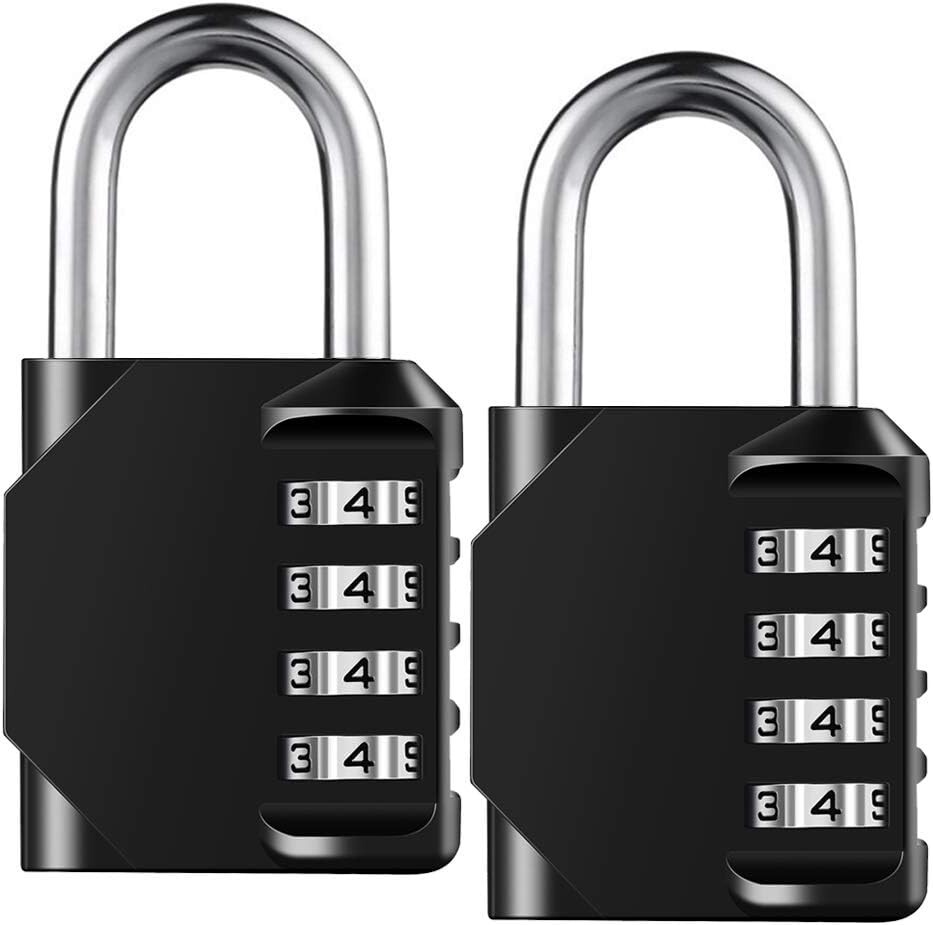 Resettable Combination Padlock - 4 Digit Lock - Waterproof & Heavy Duty - 2 Pack