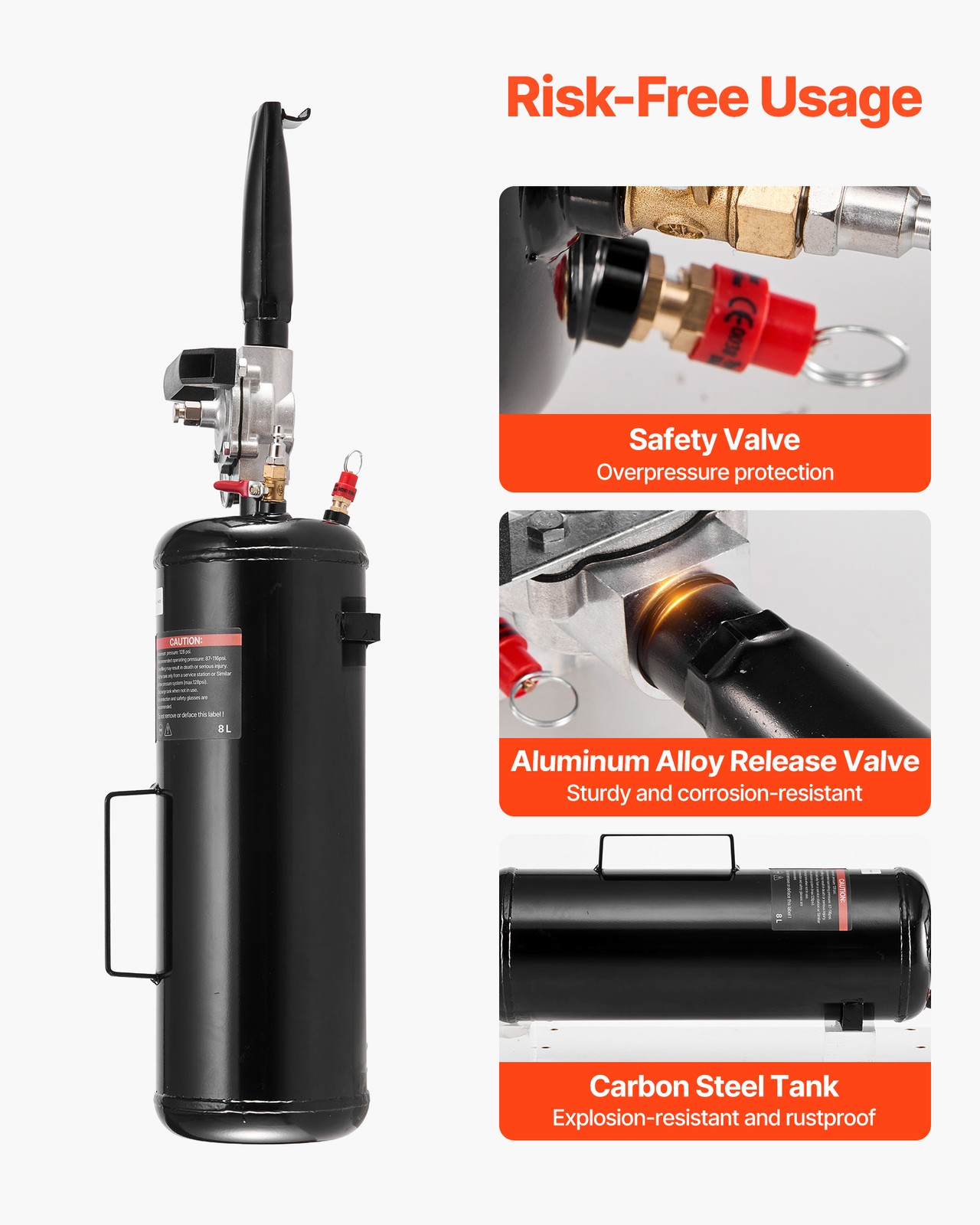 VEVOR Portable Tire Bead Seater 2.1 Gal / 8 L Handheld Air Bead Blaster Tool