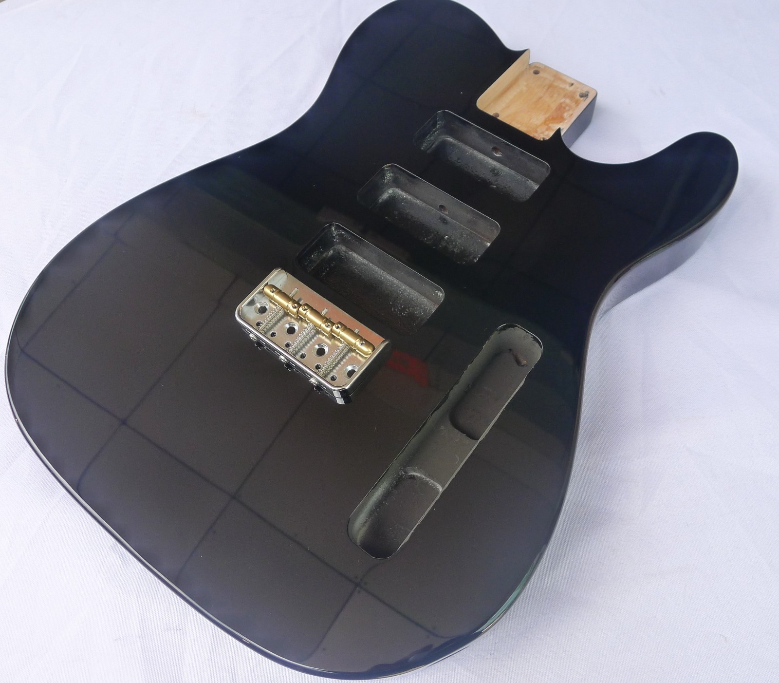 Tele Style Guitar Body 3pcs Alder Black Fit 3pcs P90 With Half Bridge ≦4.8Lbs