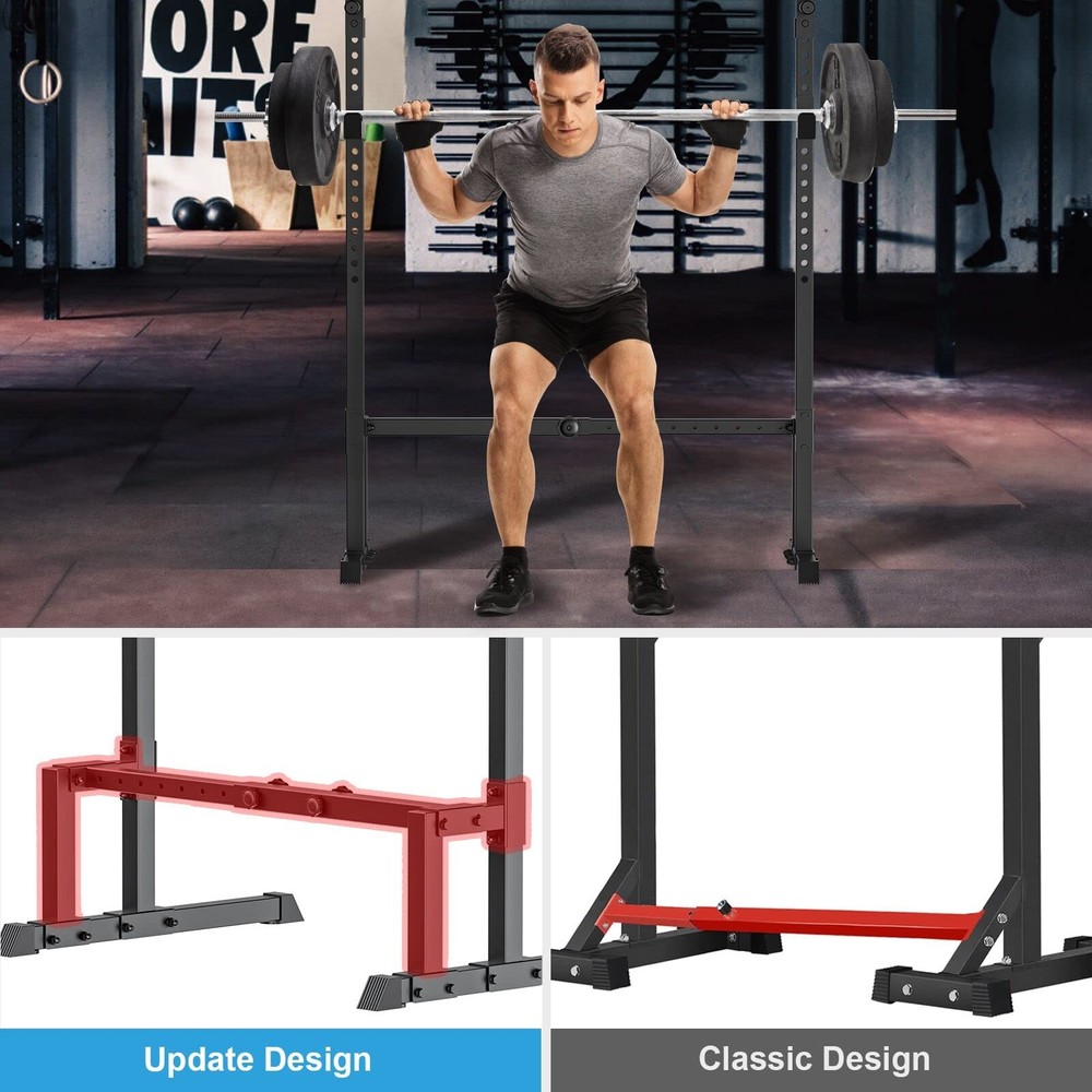 Uboway Barbell Rack Squat Stand Adjustable Bench Press Rack 550LBS Max Load Mult