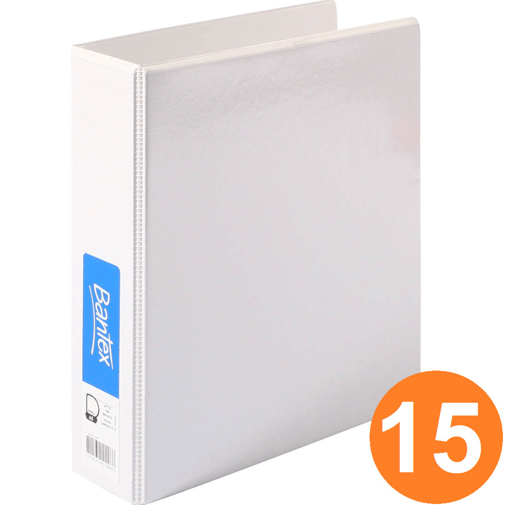 NEW 15x A5 Bantex Insert Ring Binder Folder 2D 38mm White Filing Folders