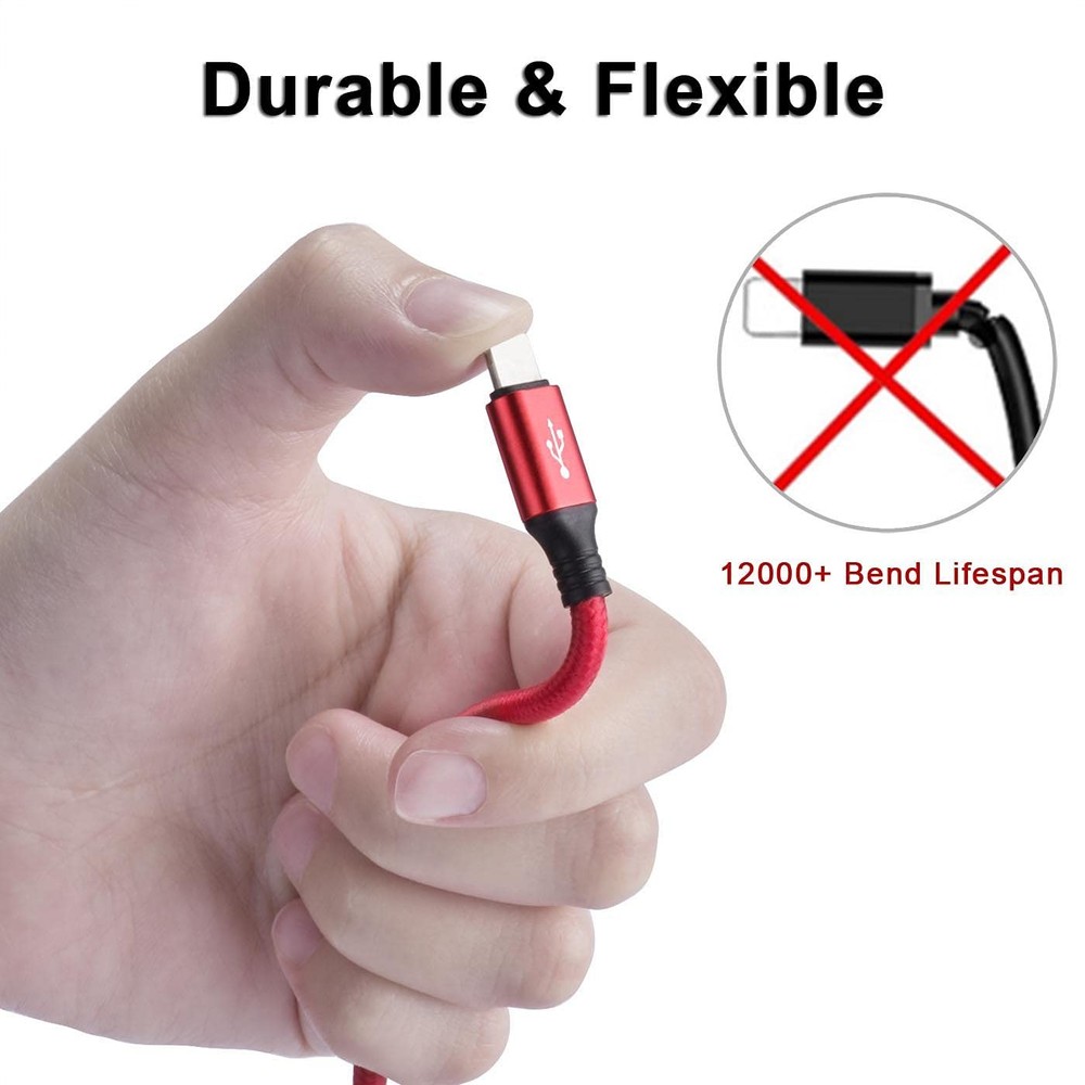 Multi Charging Cable, 10Ft 2Pack Fast Charger Cable Braided Red