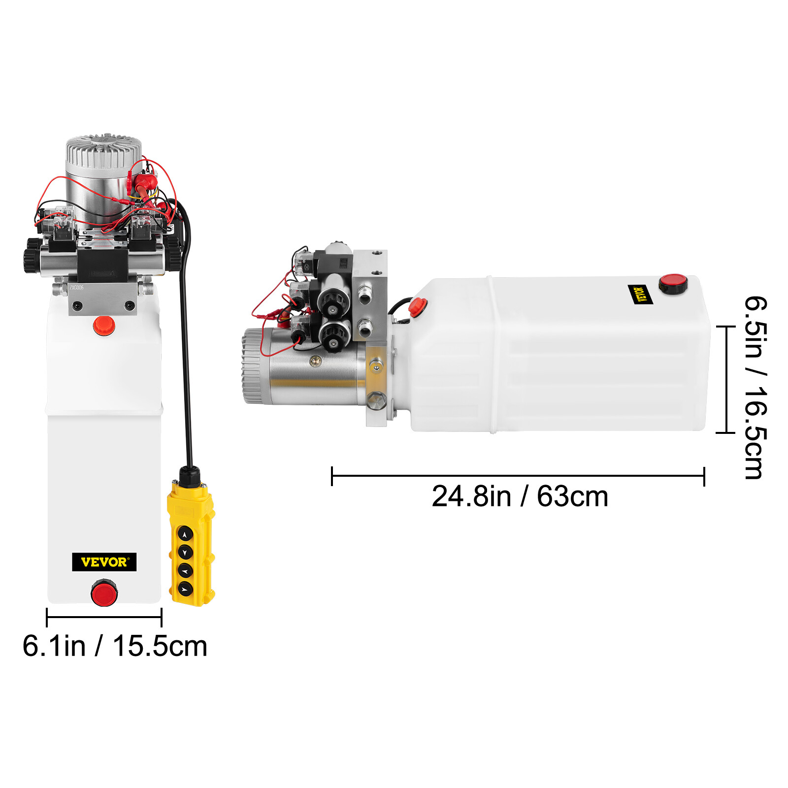 VEVOR 12V DC Double Acting Double Solenoid Hydraulic Power Pack 8L Tank ZZ004235