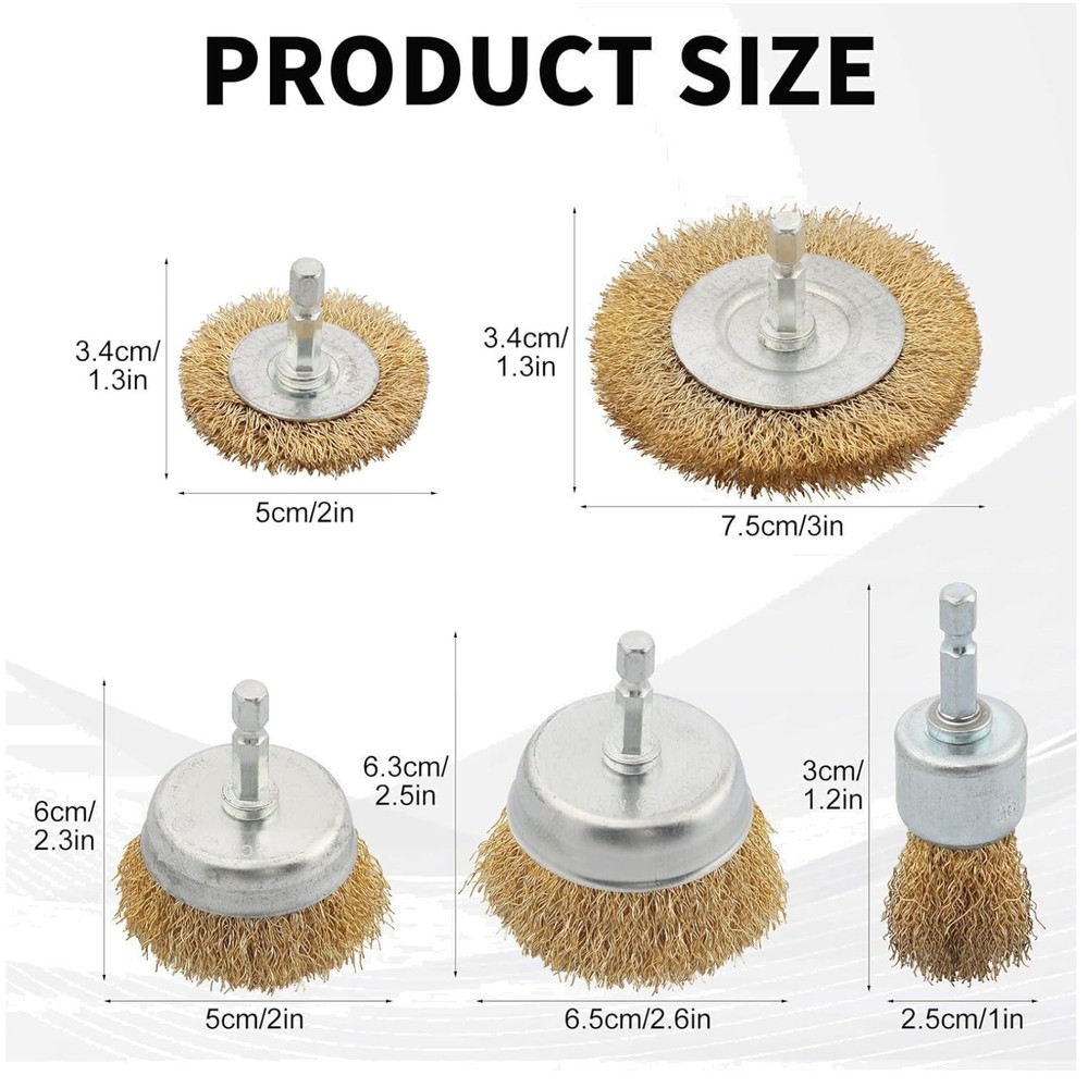 30 Pcs Wire Brush Wheel for Drill, Rust Removal