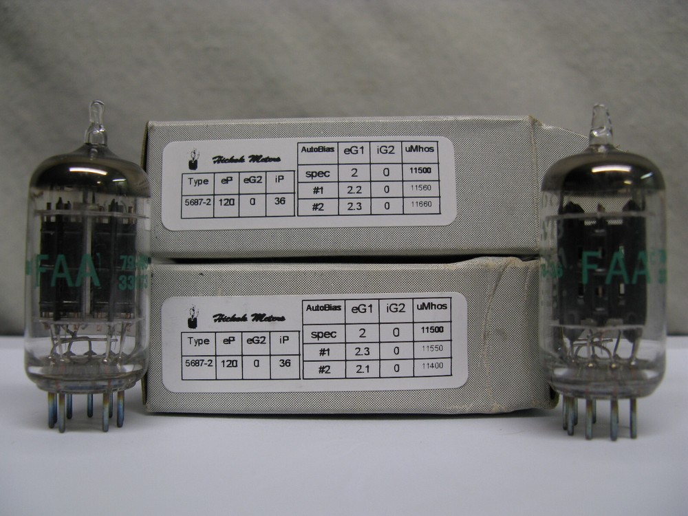 2 NOS 5687 WA - Matched  Pair - FAA GE Vacuum Tubes - *Amplitrex* Tested