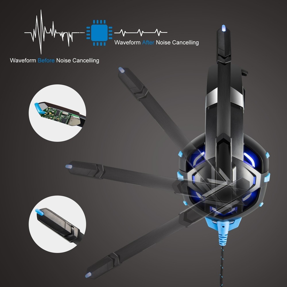 ONIKUMA K2 Pro wired Luminous Computer Gaming Headset (Black Blue)