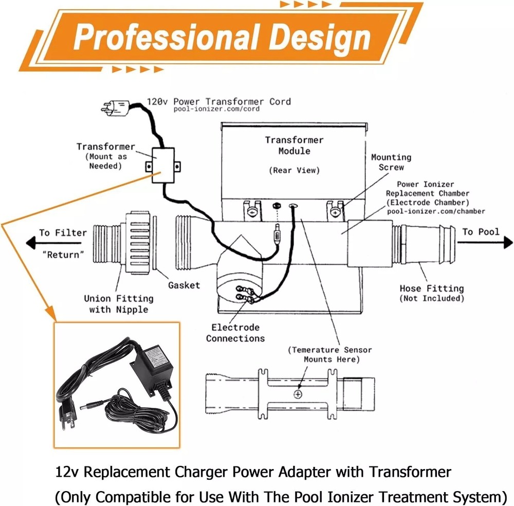 460304 Ionizer Transformer, Replacement Charging Cord Adapter