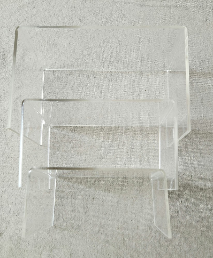 2 Sets - Agaci Clear Display Risers - 3 Per Set. Graduated Nesting Risers.